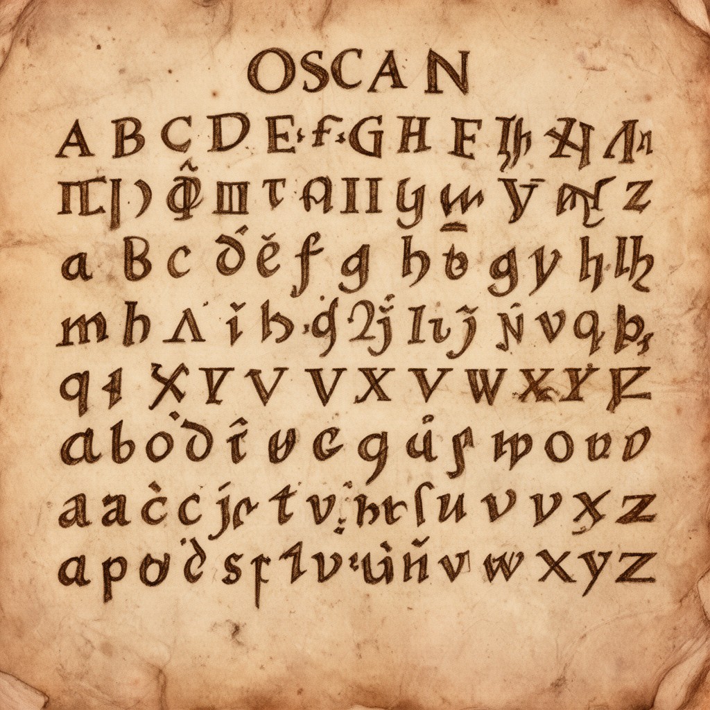 AI-generated illustration of Oscan alphabet