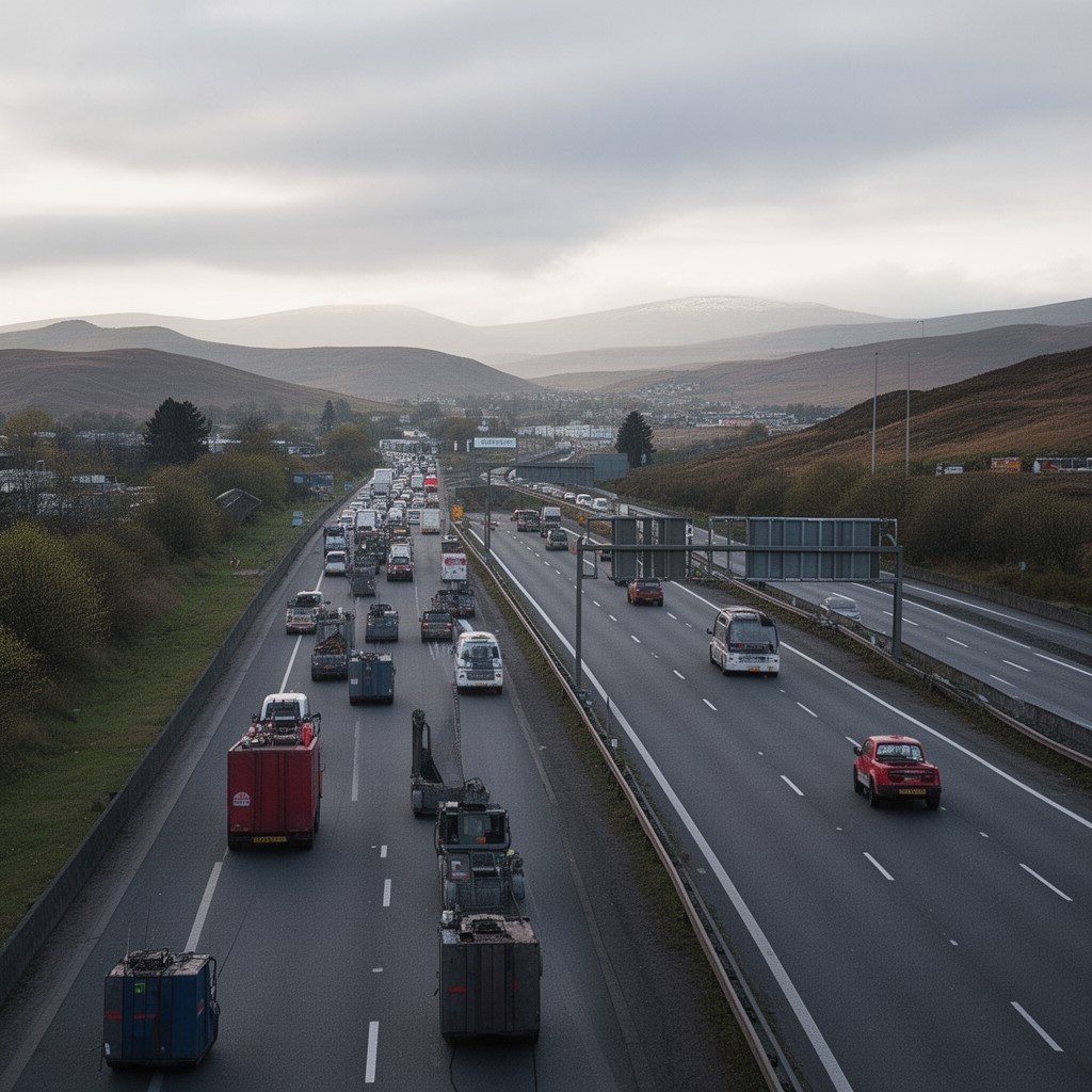 AI-generated illustration of M90 motorway