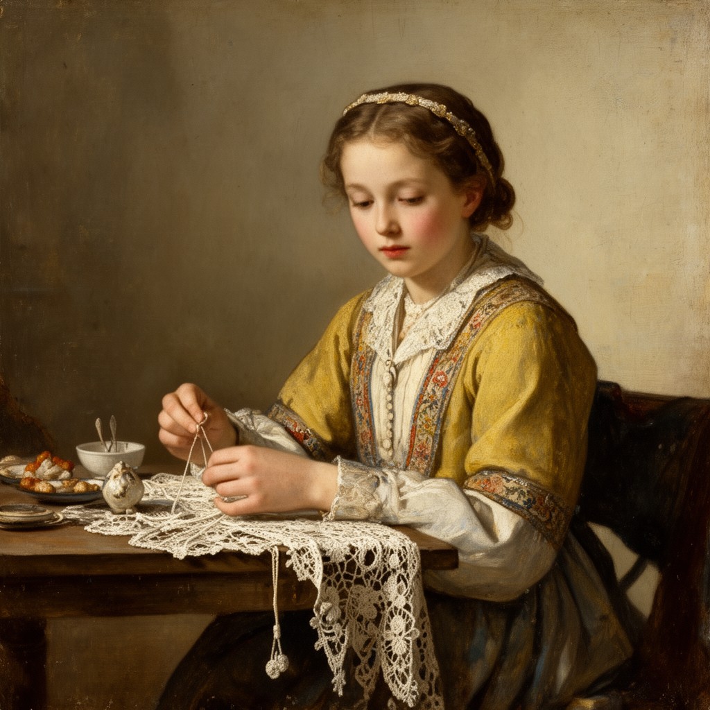 AI-generated illustration of The Lacemaker