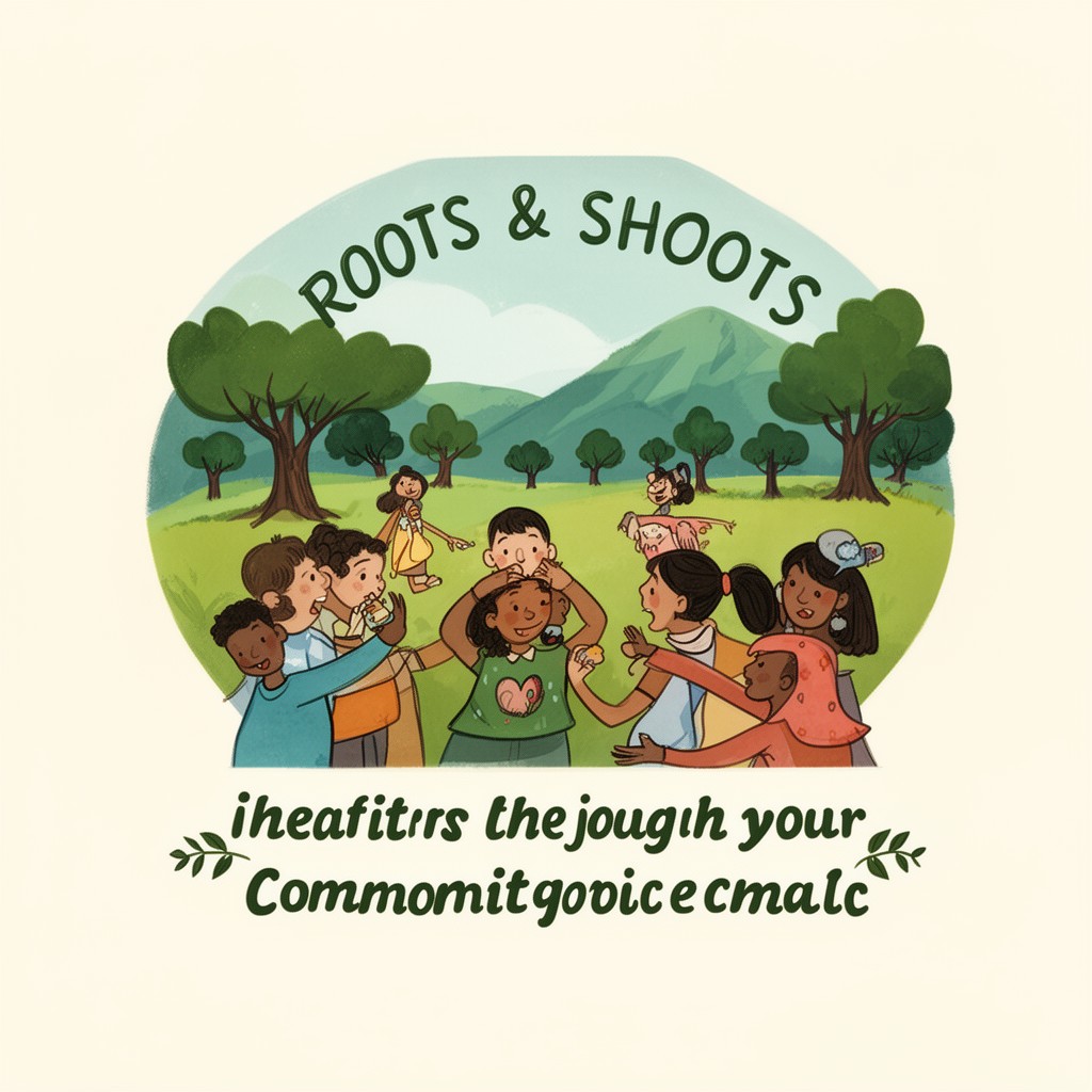 AI-generated illustration of Roots & Shoots program