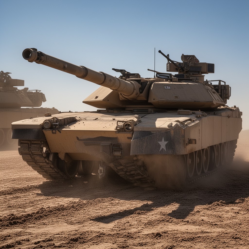 AI-generated illustration of M1 Abrams tanks