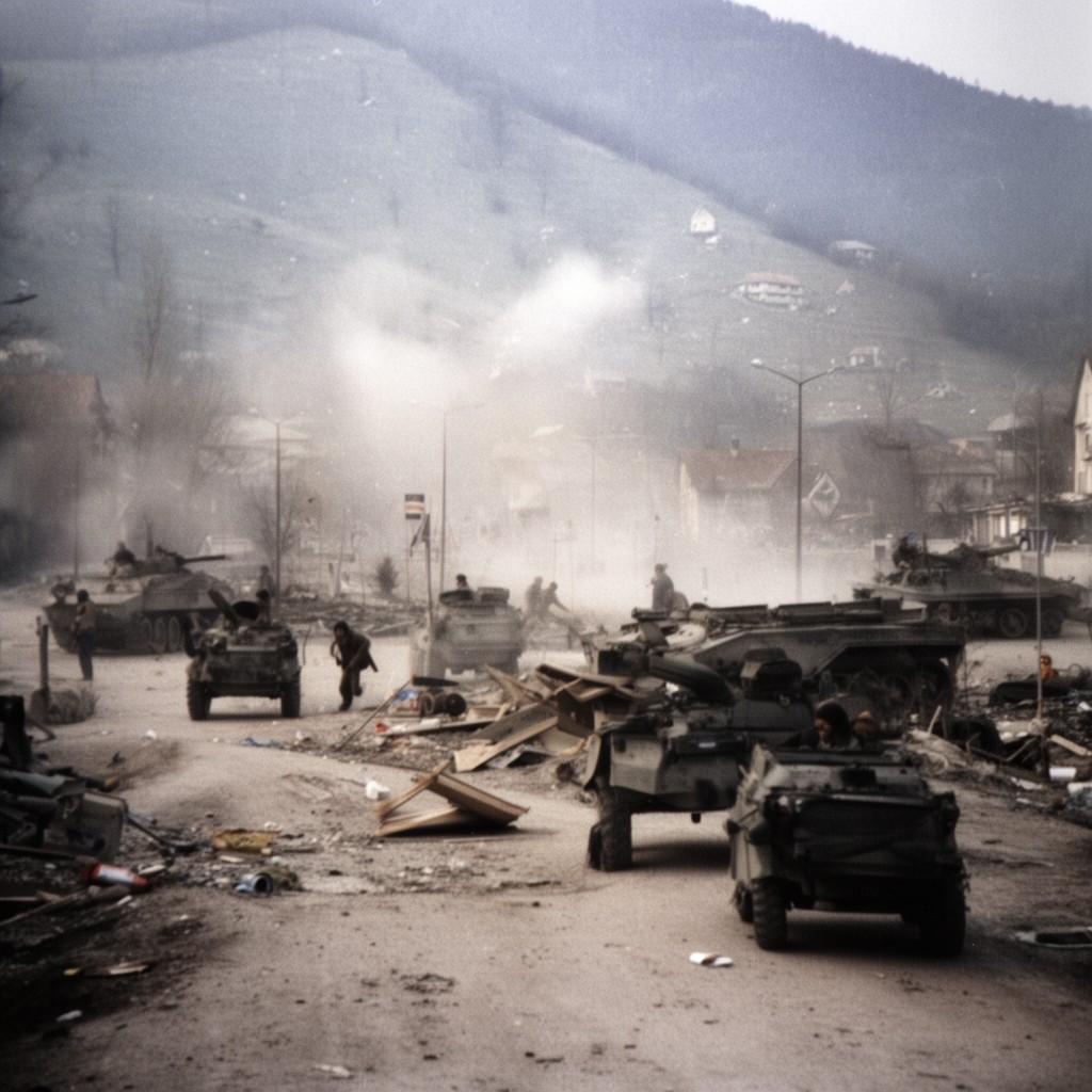 AI-generated illustration of Kosovo War