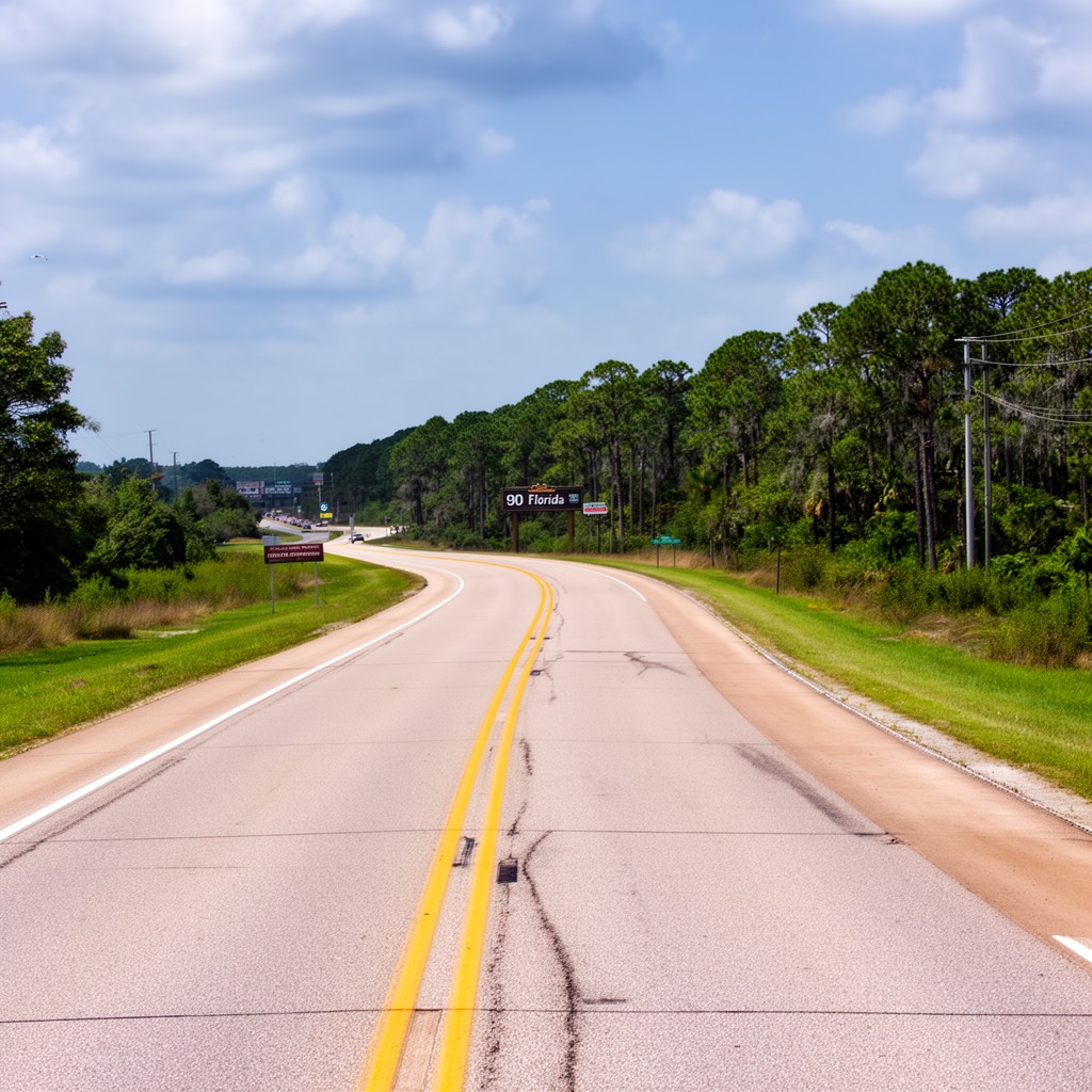 AI-generated illustration of U.S. Route 90 in Florida