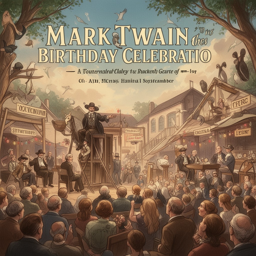 AI-generated illustration of Mark Twain Birthday Celebration