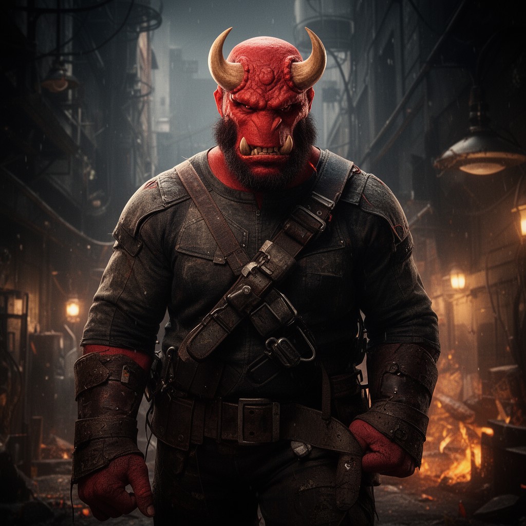 AI-generated illustration of Hellboy