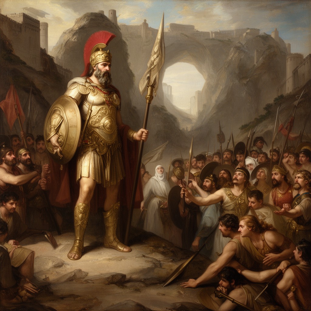 AI-generated illustration of Leonidas at Thermopylae