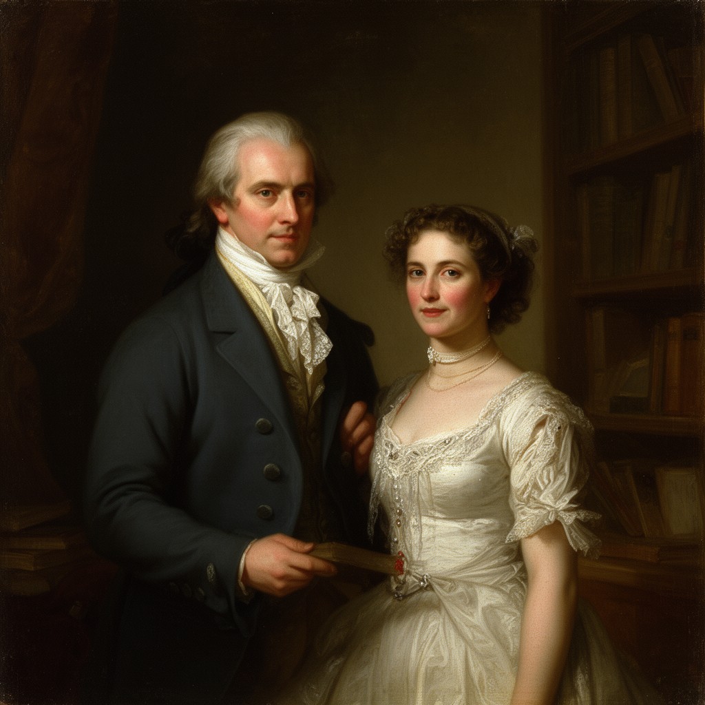 AI-generated illustration of Portrait of Antoine-Laurent Lavoisier and his Wife