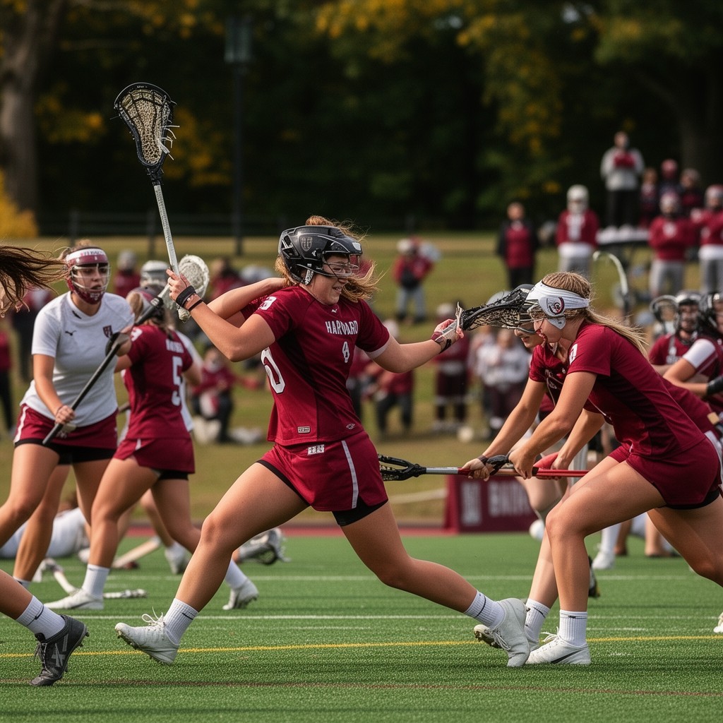 AI-generated illustration of Harvard Crimson women’s lacrosse