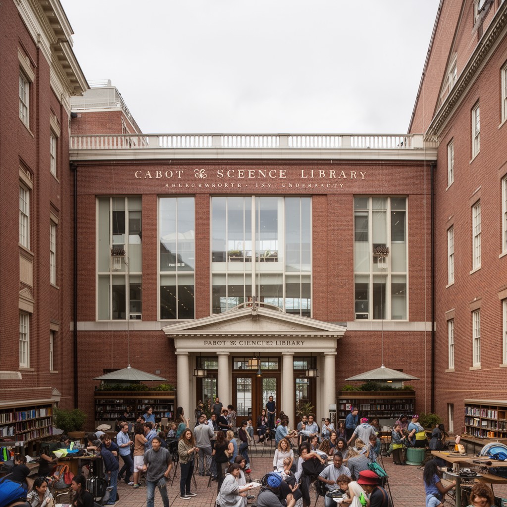 AI-generated illustration of Cabot Science Library