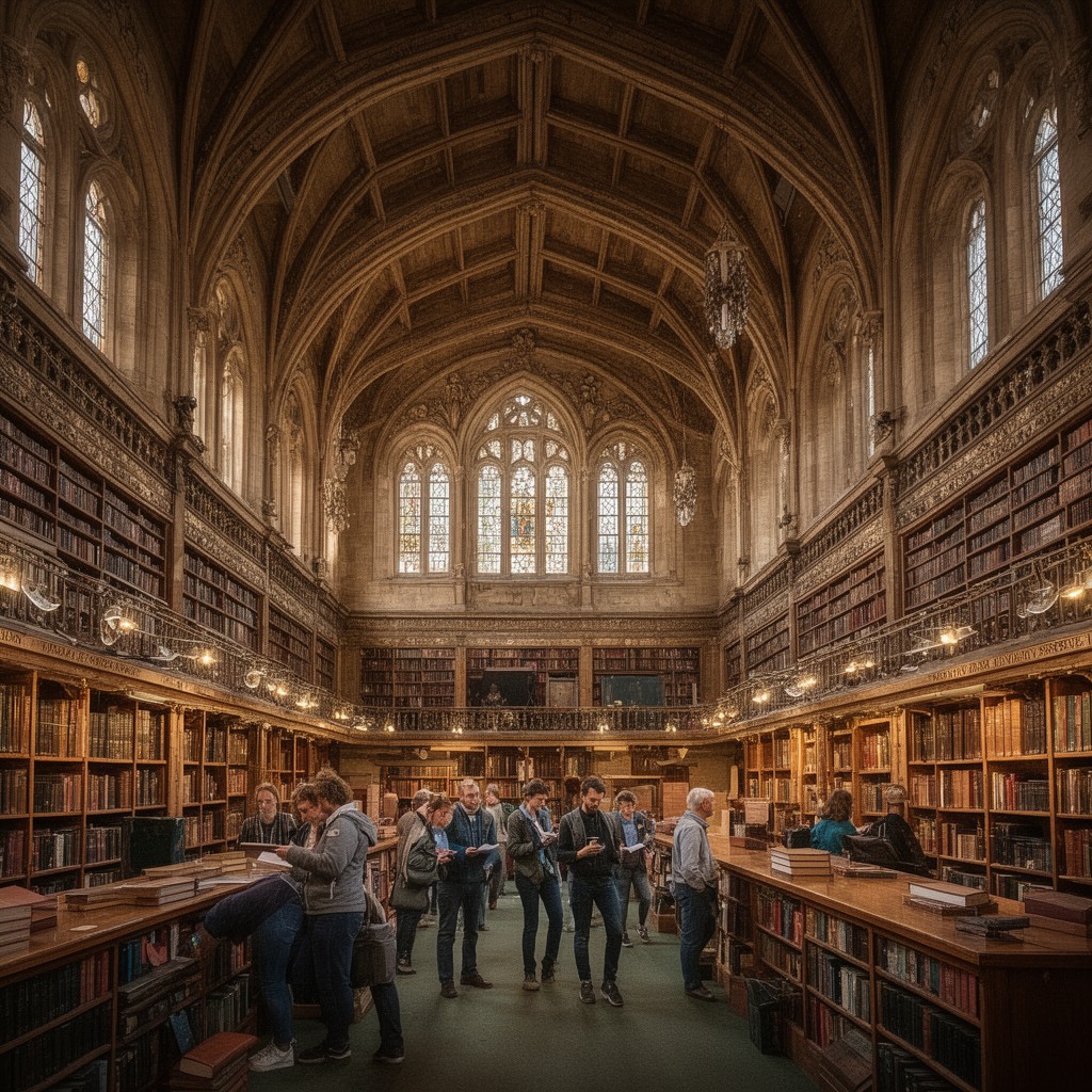 AI-generated illustration of John Rylands University Library
