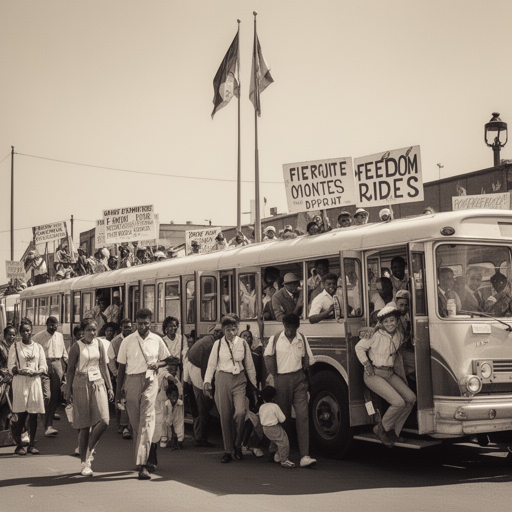 AI-generated illustration of Freedom Rides
