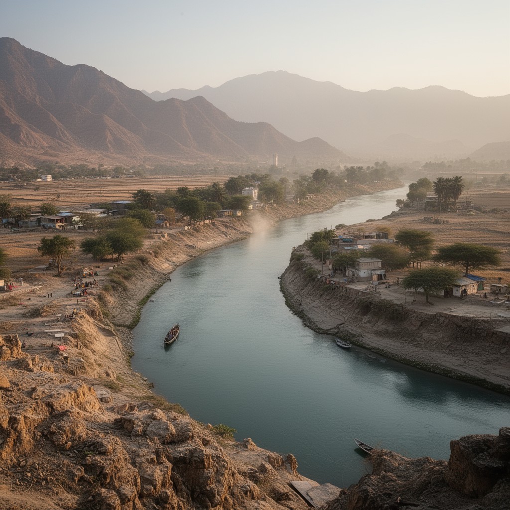 AI-generated illustration of Indus River