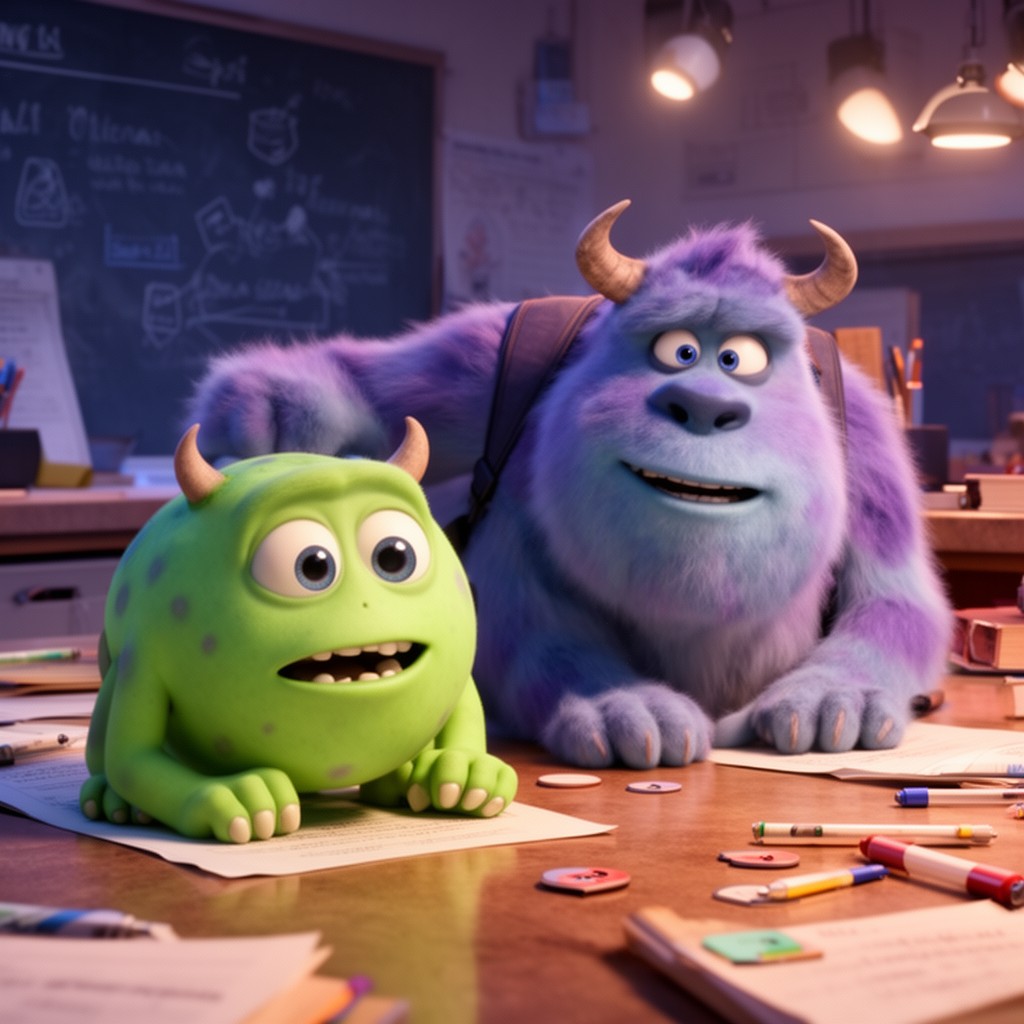 AI-generated illustration of Monsters University