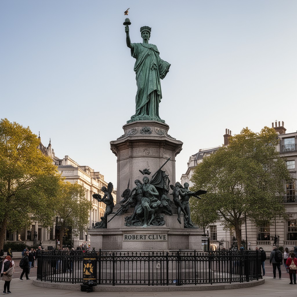 AI-generated illustration of Statue of Robert Clive in London