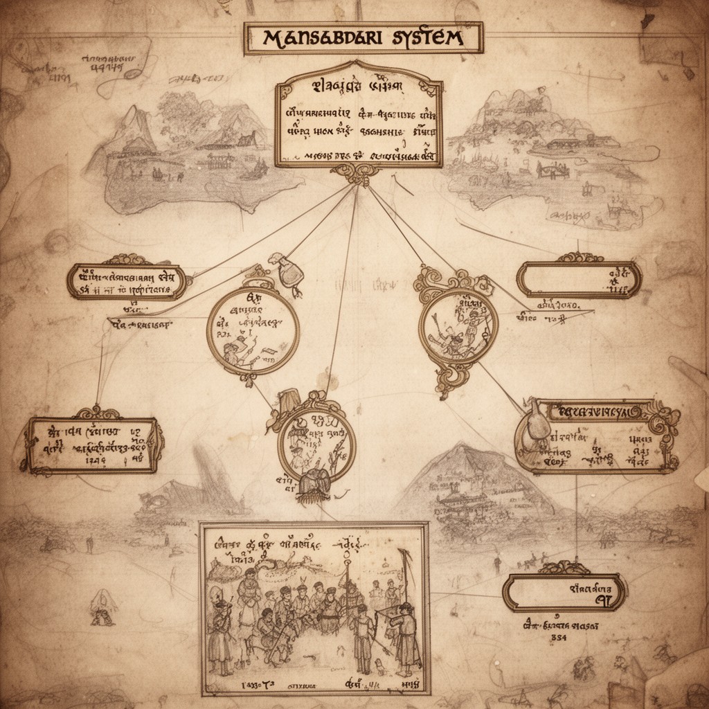AI-generated illustration of mansabdari system