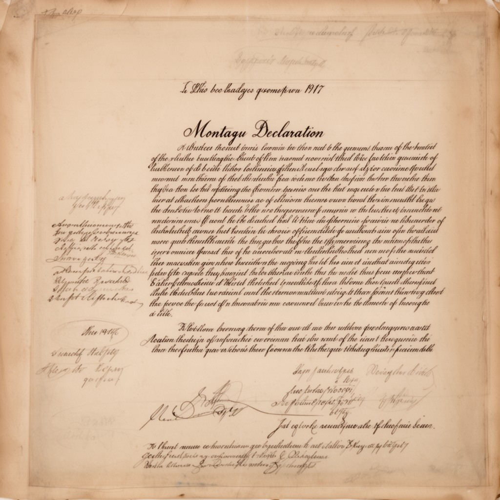 AI-generated illustration of August 1917 Montagu Declaration