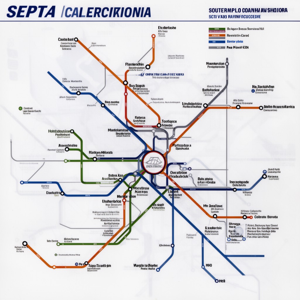AI-generated illustration of SEPTA rapid transit network