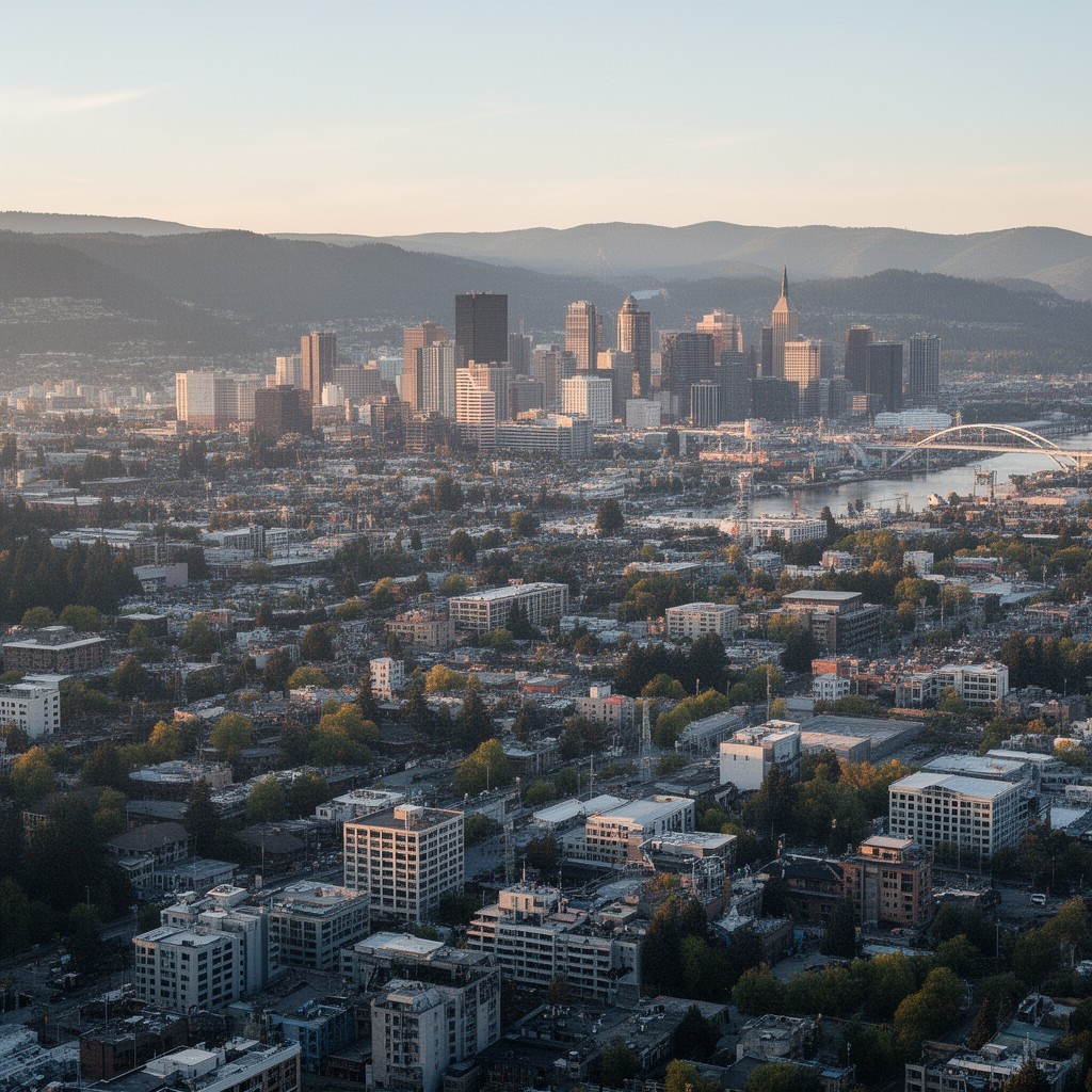 AI-generated illustration of Portland metropolitan area