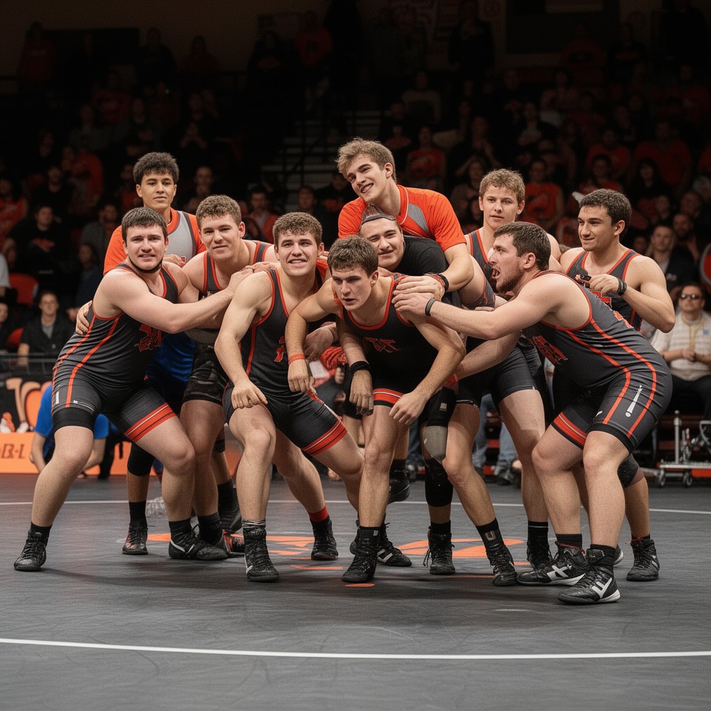 AI-generated illustration of Oregon State Beavers wrestling team