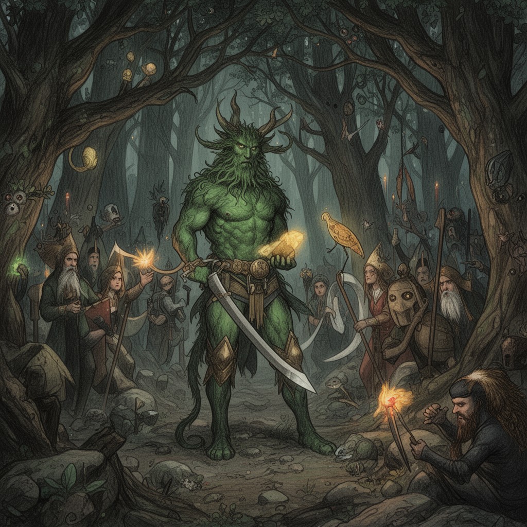 AI-generated illustration of Sir Gawain and the Green Knight