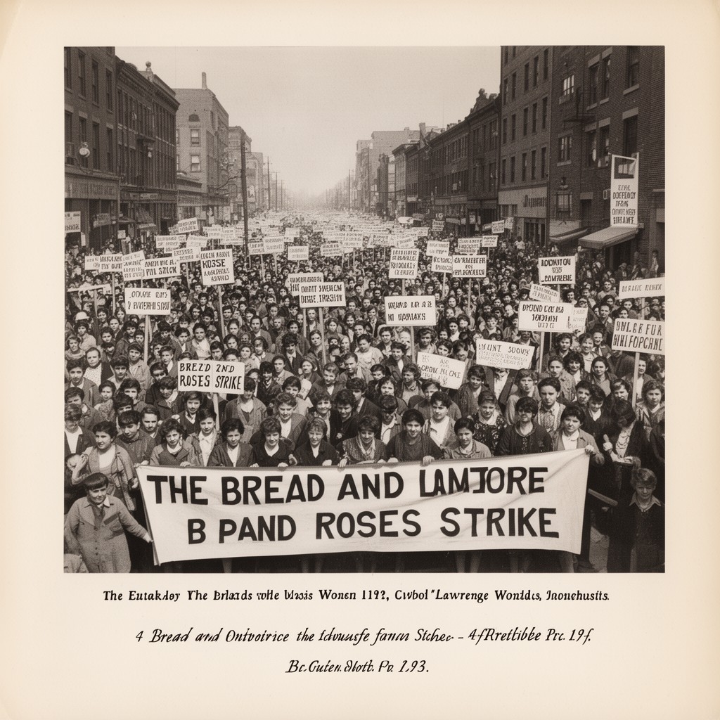 AI-generated illustration of Bread and Roses Strike
