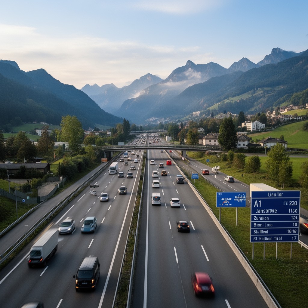 AI-generated illustration of A1 motorway (Switzerland)