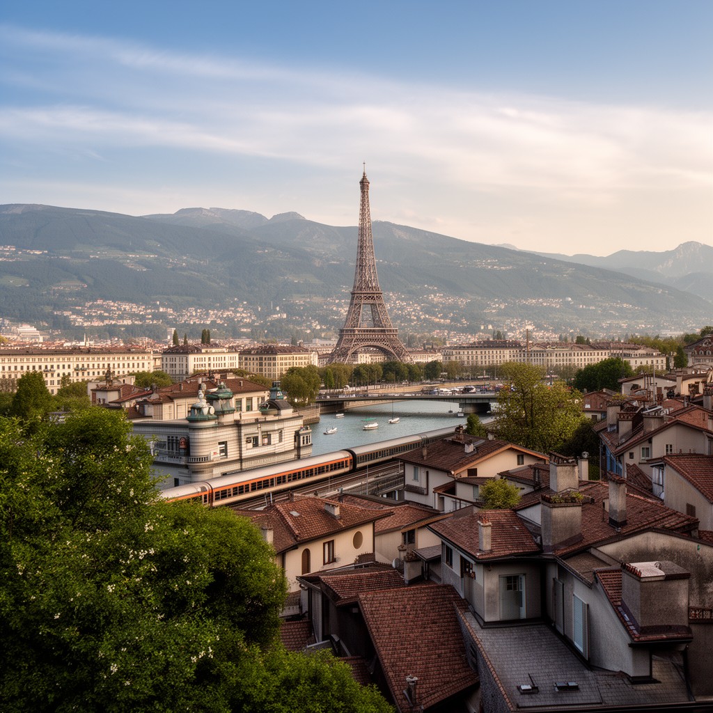 AI-generated illustration of Paris–Lausanne railway