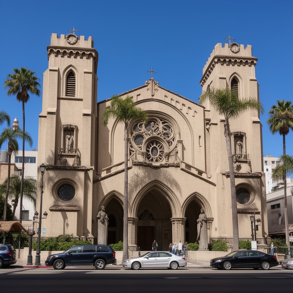 AI-generated illustration of St. Vincent de Paul Church, Los Angeles