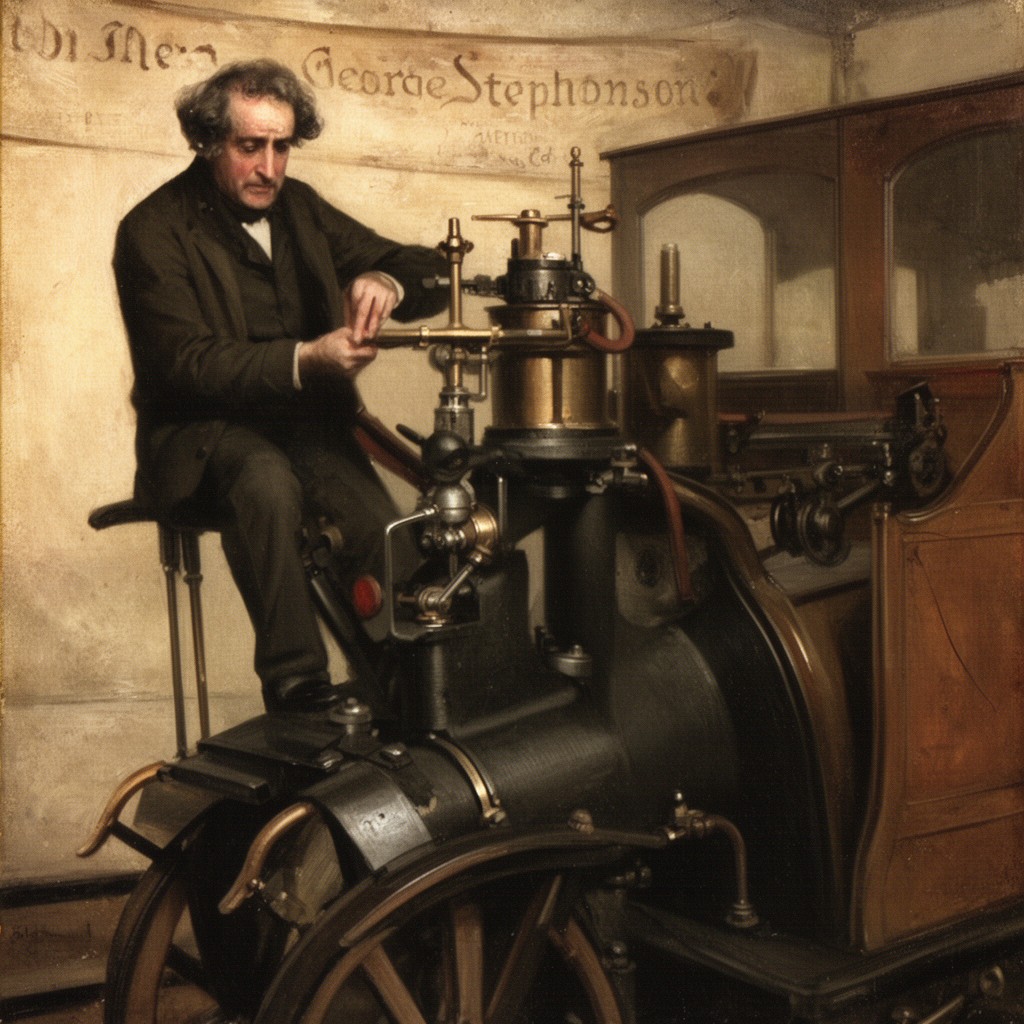 AI-generated illustration of George Stephenson