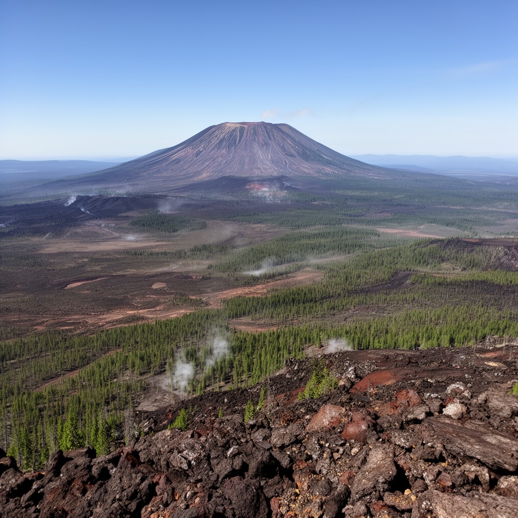 AI-generated illustration of Newberry Volcano