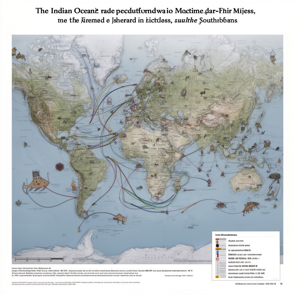 AI-generated illustration of Indian Ocean trade network
