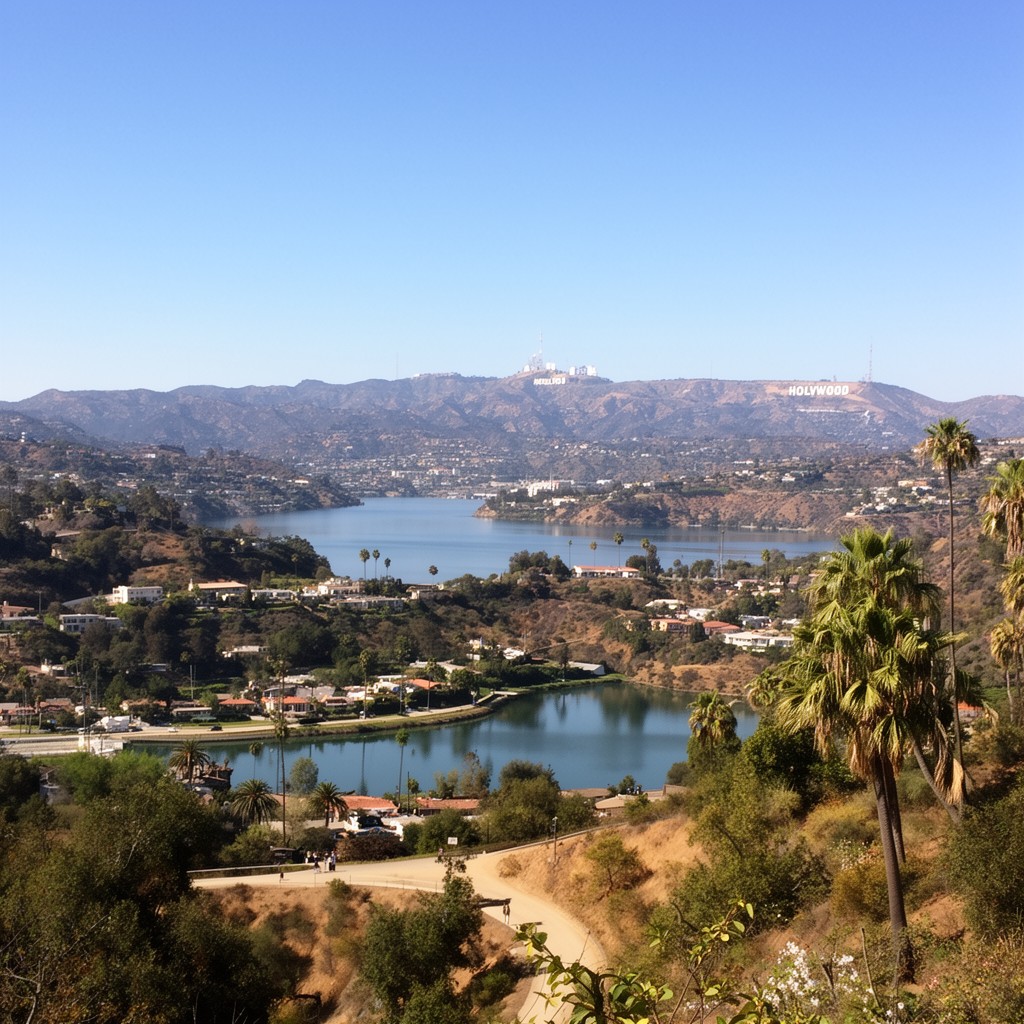 AI-generated illustration of Hollywood Reservoir