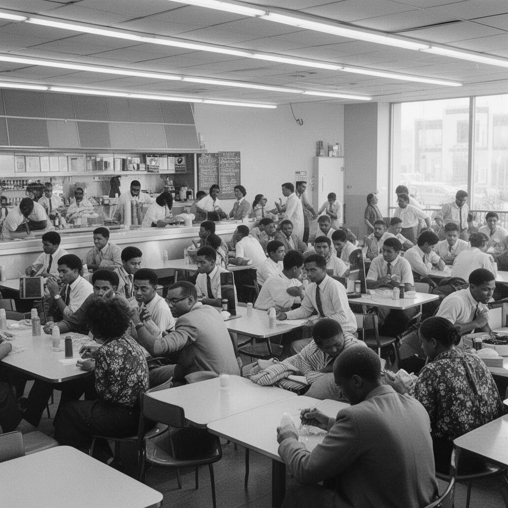 AI-generated illustration of Greensboro sit-ins