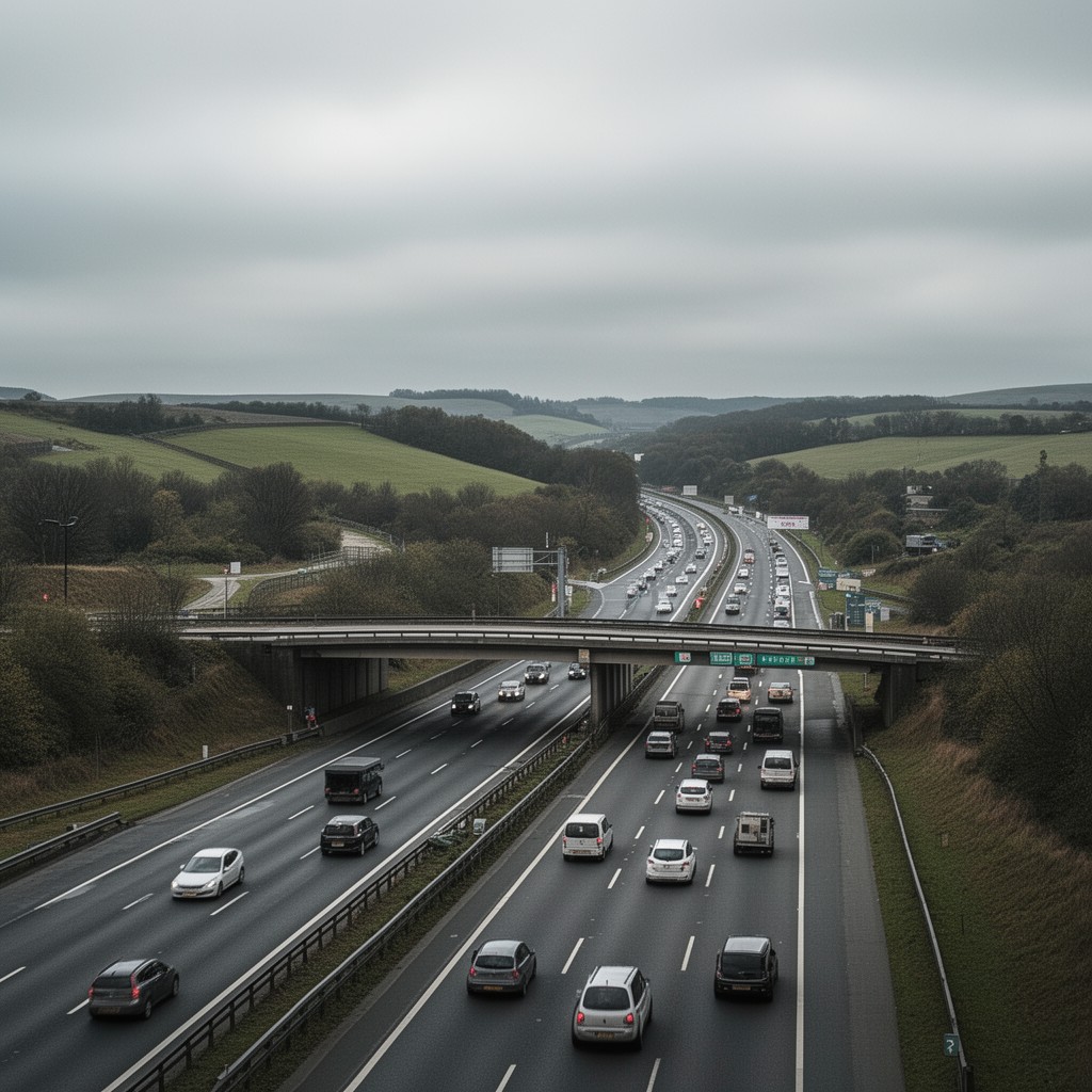 AI-generated illustration of M62 motorway