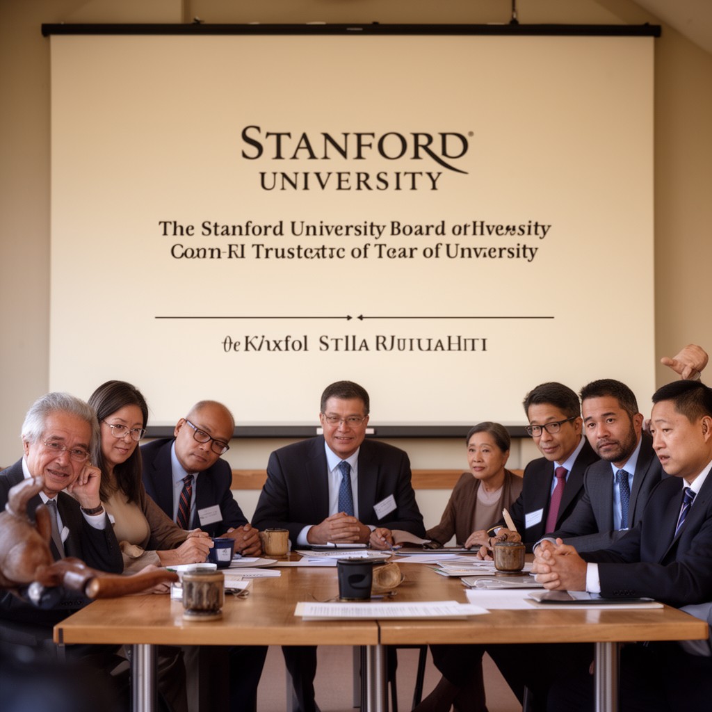 AI-generated illustration of Stanford University Board of Trustees