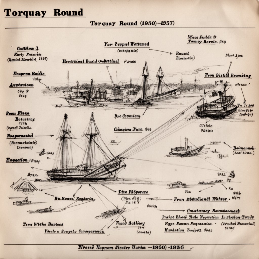 AI-generated illustration of Torquay Round (1950–1951)