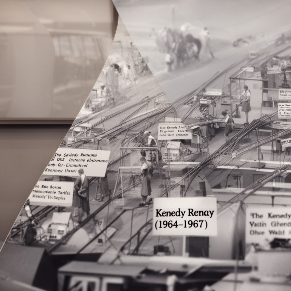 AI-generated illustration of Kennedy Round (1964–1967)