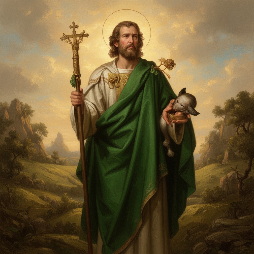 AI-generated illustration of Saint Patrick
