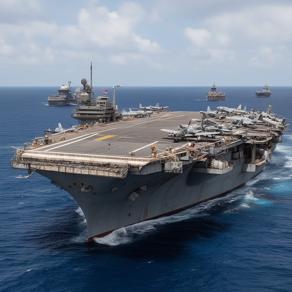 AI-generated illustration of USS Hornet (CV-8)