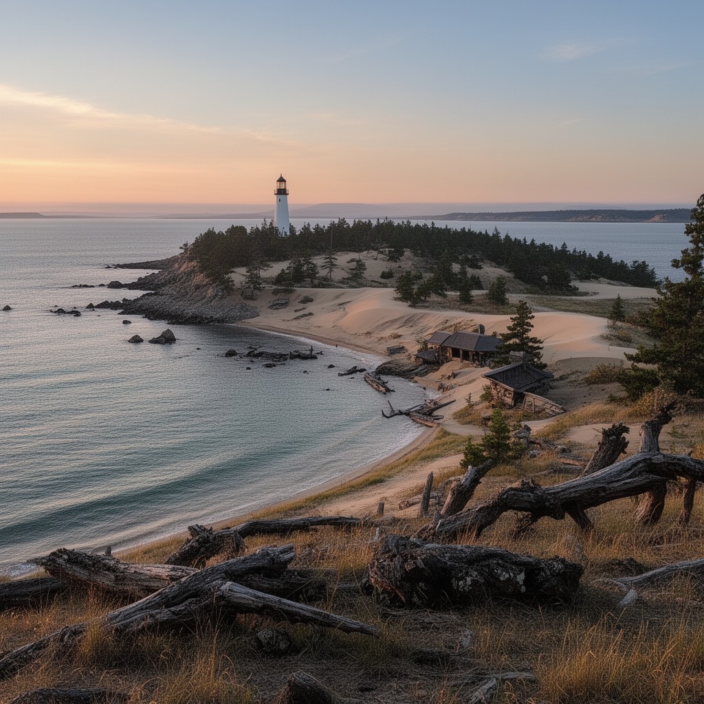 AI-generated illustration of South Manitou Island