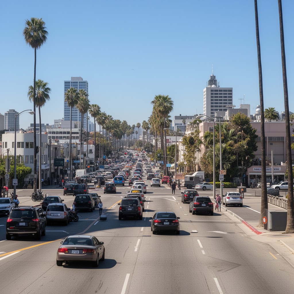 AI-generated illustration of Santa Monica Boulevard