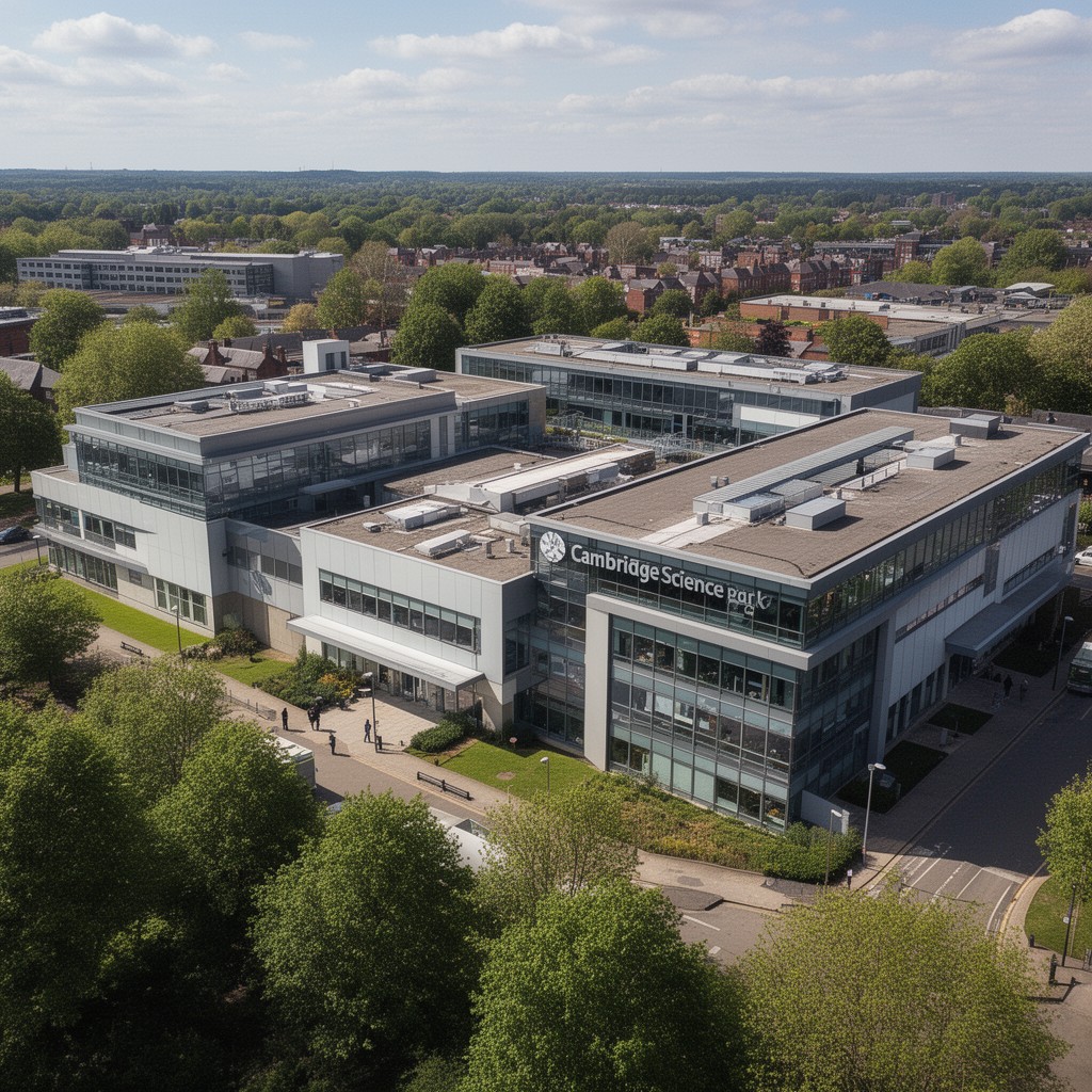 AI-generated illustration of Cambridge Science Park