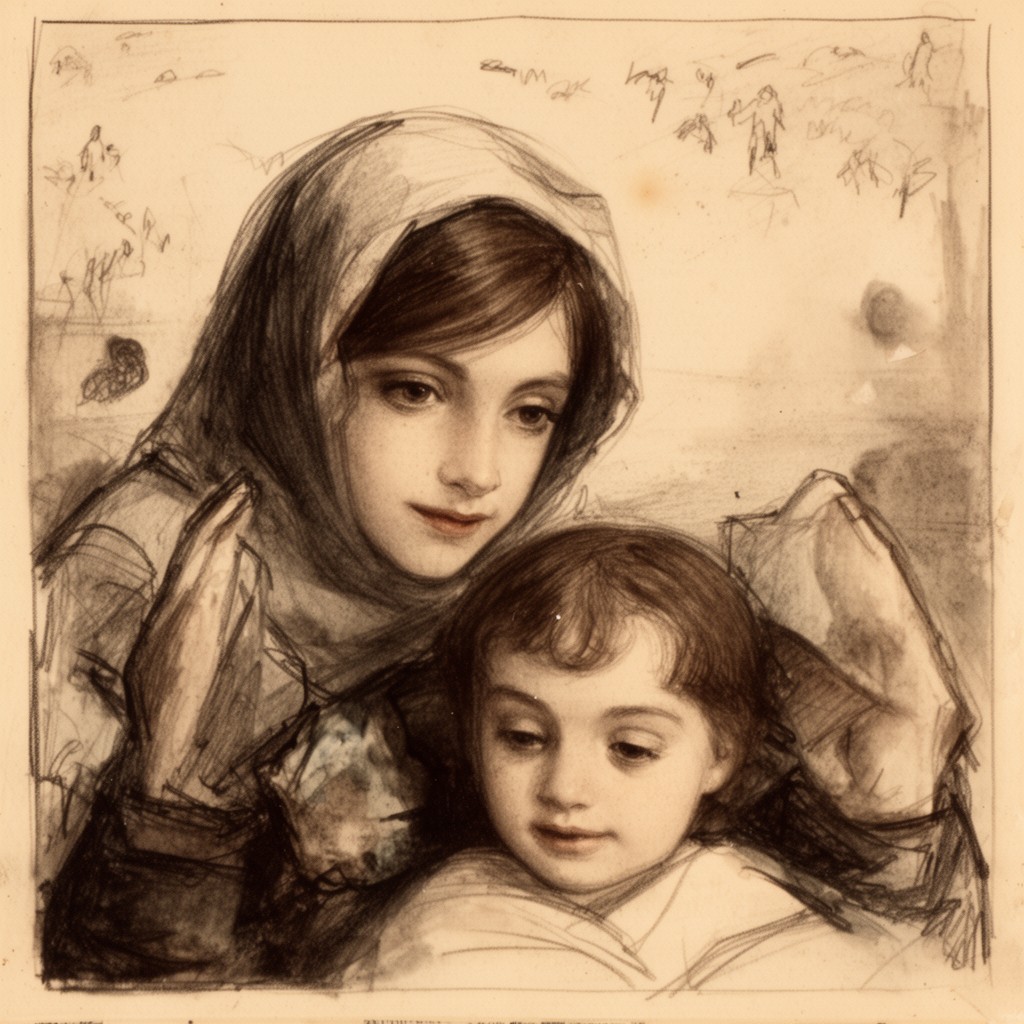 AI-generated illustration of The Widow and Her Son
