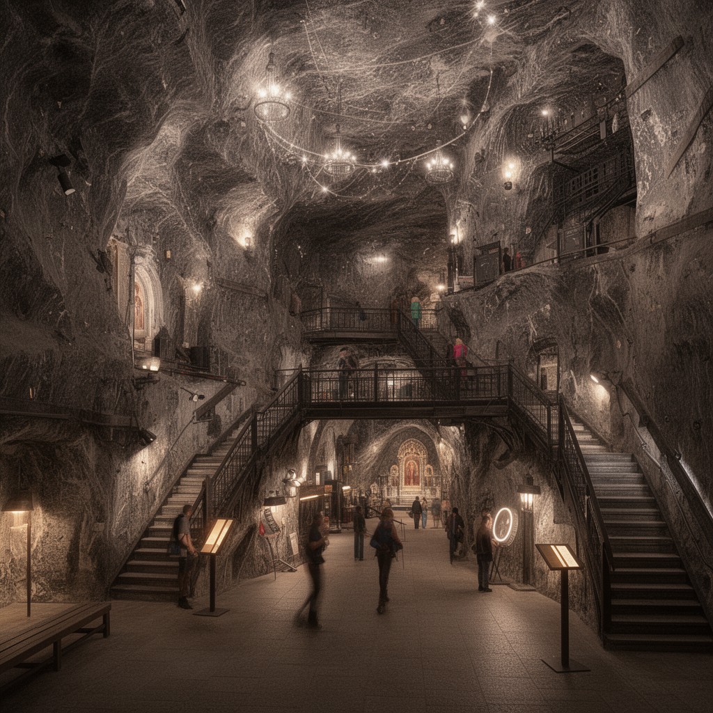 AI-generated illustration of Bochnia Royal Salt Mine