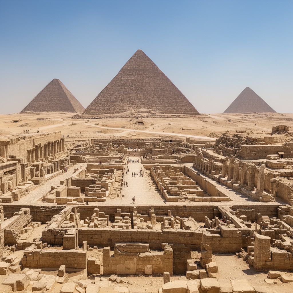 AI-generated illustration of Memphis and its Necropolis – the Pyramid Fields from Giza to Dahshur
