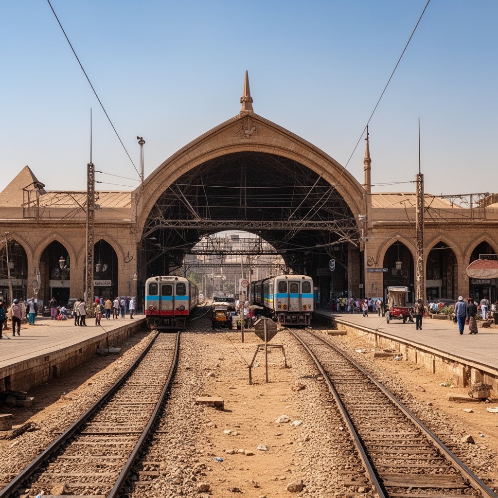 AI-generated illustration of Giza railway station