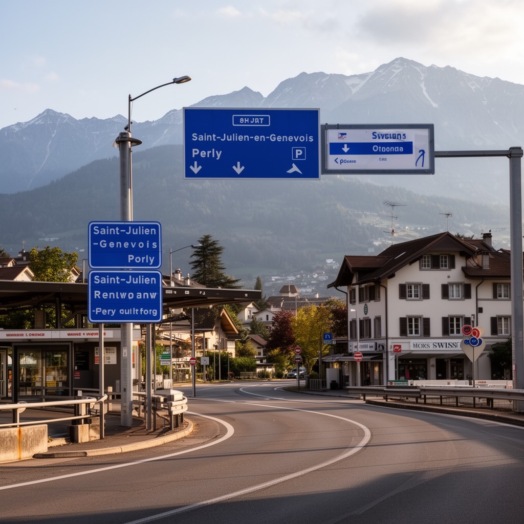 AI-generated illustration of Saint-Julien-en-Genevois–Perly crossing