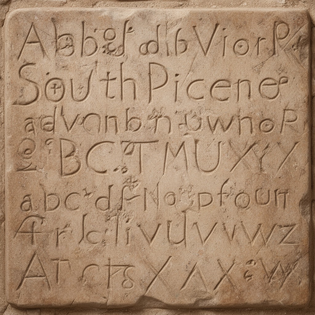 AI-generated illustration of South Picene alphabet