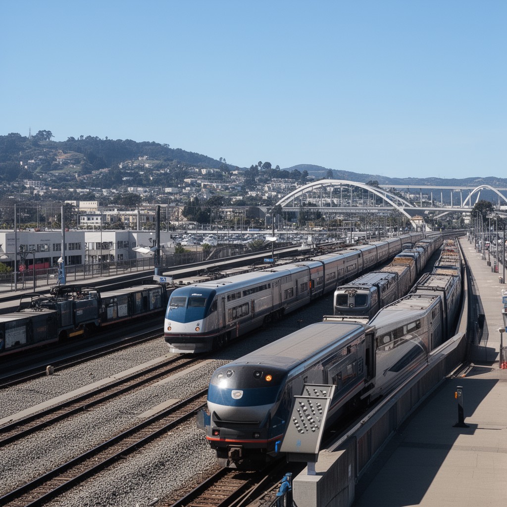AI-generated illustration of Amtrak Capitol Corridor