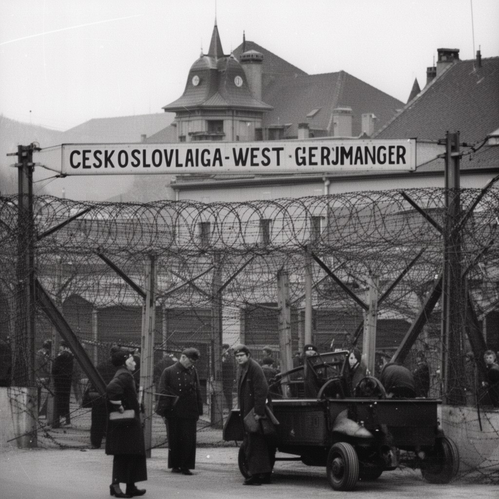 AI-generated illustration of Czechoslovakia–West Germany border